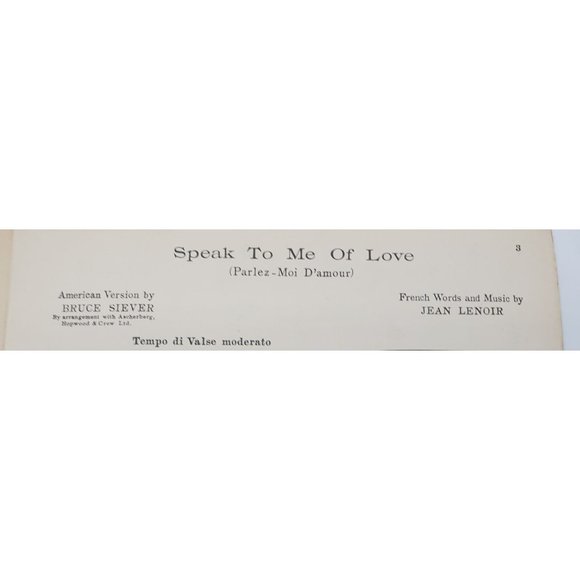Vintage Sheet Music 1932 Speak To Me Of Love French English Voice Piano Ukulele - Picture 3 of 4